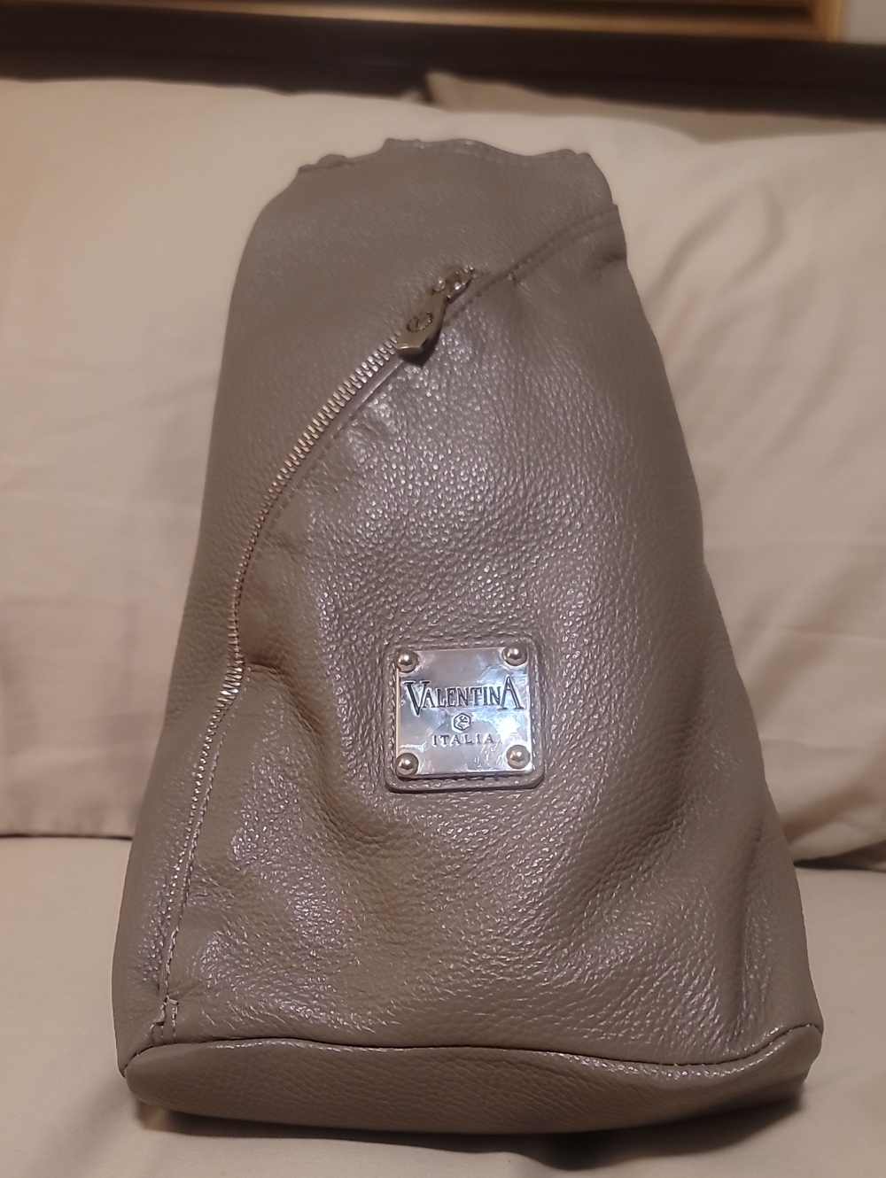 Valentina Taupe Pebbled Tote